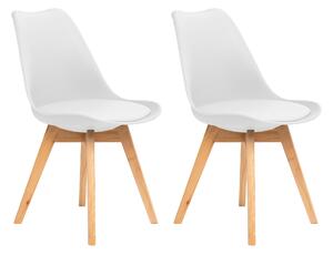 FURNIFY® Sada 2 jídelních židlí BJÖRN | Skandinávské židle s polyuretanovými polštáři a nohami z bukového dřeva | Bílá