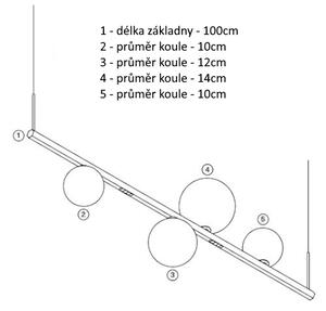 Lodes Random Stick short, závěsné svítidlo 10W LED 2700K, černá/bronzová+čirá+kouřová, délka 100cm