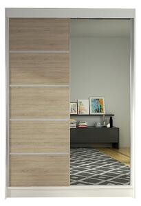 Šatní skříň LINO III šířka 120 cm - bílá/dub sonoma