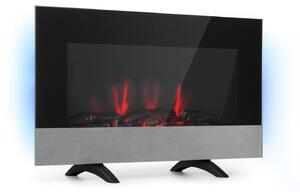 Klarstein Basel Elektrický krb - ventilátorový ohřívač s výkonem 1000 nebo 2000 W, 2 stupně ohřevu, LED iluze plamene v 7 barvách, termostat, montáž na stojan nebo na stěnu, týdenní časovač, černá