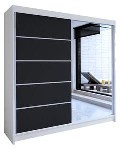 Šatní skříň TALIN III šířka 180 cm - bílá/černá