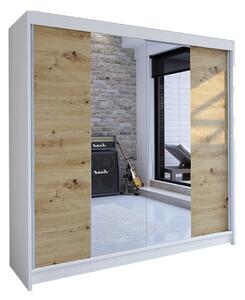 Šatní skříň TALIN II šířka 180 cm - bílá/dub artisan