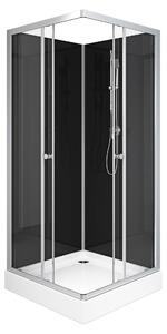 Sprchový komplet MARWELL kompletní sprcha Black Reef - sprchový kout 80 x 80 x 195 cm - kompletní sada včetně sprchové vaničky a baterie - s rohovým vstupem