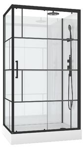 Kompletní sprcha MARWELL Designová kompletní sprcha Cihly 110 x 80 x 225 cm - Kompletní sada včetně sprchové vaničky a baterie - Rohová sprcha s čelním vstupem - Sprchový kout s vysoce kvalitními hliníkovými profily