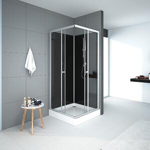 Sprchový komplet MARWELL kompletní sprcha Black Reef - sprchový kout 80 x 80 x 195 cm - kompletní sada včetně sprchové vaničky a baterie - s rohovým vstupem