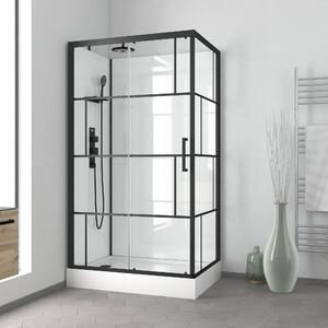 Kompletní sprcha MARWELL Designová kompletní sprcha Cihly 110 x 80 x 225 cm - Kompletní sada včetně sprchové vaničky a baterie - Rohová sprcha s čelním vstupem - Sprchový kout s vysoce kvalitními hliníkovými profily