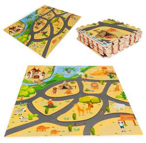 ECOTOYS Pěnová podložka pro děti safari puzzle 9el 93x93cm