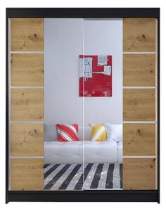 Šatní skříň CAMINO V šířka 150 cm - černá/dub artisan