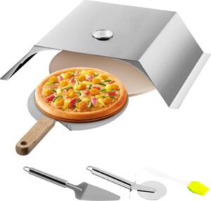VEVOR Plynový gril na pizzu, 3 ks. Kryt na pizzu 48x35x17 cm Gril na devné uhlí Pec na pizzu, 50-300 ℃ Topper na pizzu z nerezové oceli 3 kg Pec na pizzu Venkovní zahrada Kámen na pizzu Krka na pizzu Kráje na pizzu, ttec
