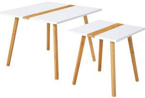 SADA ODKLÁDACÍCH STOLKŮ, přírodní barvy, bílá, dřevo, 60/40/60/40/45/40 cm PBJ - Online Only konferenční stolky, Online Only