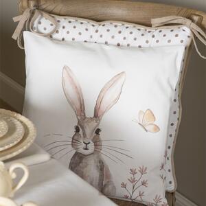 Bavlněný podsedák s výplní s motivem králíka Rustic Easter Bunny – 40x40x4 cm