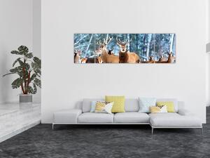Obraz - Stádo jelenů (170x50 cm)