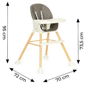 Dětská dřevěná jídelní židlička ECOTOYS 2v1