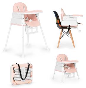 Skládací dětská židle na krmení 3 v 1 růžová