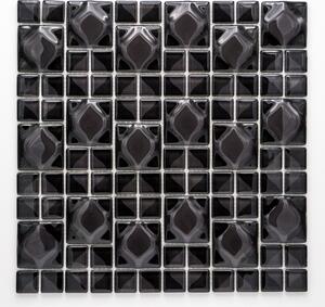 Skleněná mozaika černá 23x23+48x48mm