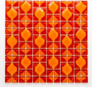Skleněná mozaika červená 23x23+48x48mm