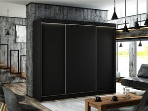 Kvalitní Šatní Skříň Bergo 250 cm Černý mat