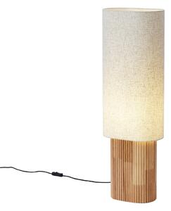 Japandi stojací lampa dřevěná s lněným stínidlem 90 cm - Lamel