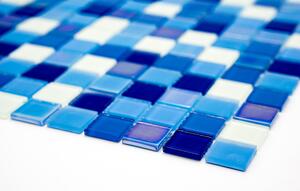 Skleněná mozaika fosforeskující modrobílý mix 23x23mm