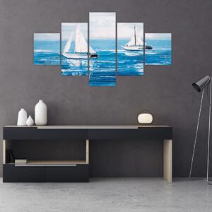 Obraz - Malba jachty na moři (125x70 cm)