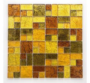 Skleněná mozaika, zlatá, bronzová 23x23/48x48x8mm