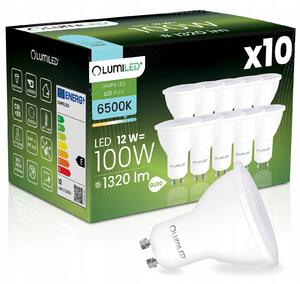 10x LED žárovka GU10 reflektor 12W = 100W 1320LM 6500K studená bílá 120° Lumiled