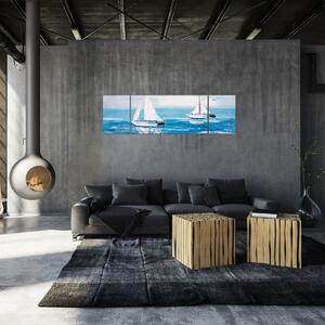 Obraz - Malba jachty na moři (170x50 cm)