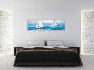 Obraz - Malba jachty na moři (170x50 cm)