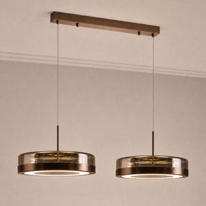 Lucande Závěsné světlo La Latta, 2 žárovky, 80 cm, hnědá, sklo, stmívatelný, Hnědá / rez, Sklo, Design