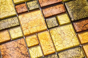 Skleněná mozaika, zlatá, bronzová 23x23/48x48x8mm