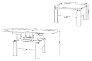 OSLO votan dub / matná bílá, skládací konferenční stolek s nastavitelnou výškou horní desky