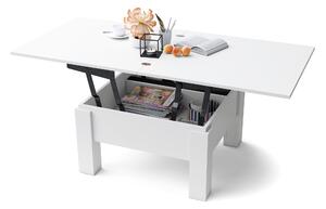 OSLO bílý matný skládací konferenční stolek s nastavitelnou výškou horní desky