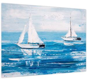 Obraz - Malba jachty na moři (70x50 cm)