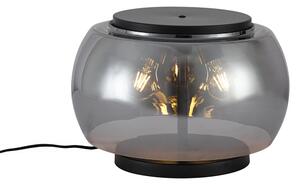 Designová stolní lampa černá s kouřovým sklem 3-světla - Bino
