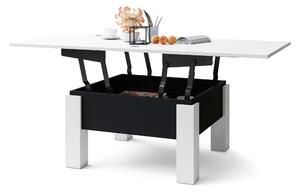 OSLO bílá/černá matná, skládací konferenční stolek s nastavitelnou výškou horní desky