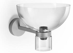 FLOS Nástěnné světlo Nocturne Bowl, stříbrné, sklo, stmívatelné, stmívatelný, Chrom / stříbro, Chodba, Hliník, Design
