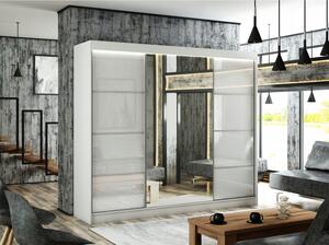 Kvalitní Šatní Skříň Velis 250 cm Bílý mat Bílá