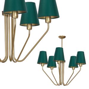 EUlight Lustr Victoria, 5x zelené textilní stínítko, g