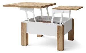 OSLO votan dub / matná bílá, skládací konferenční stolek s nastavitelnou výškou horní desky