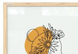 Allboards,Magnetický obraz- portrét ženy v květinách 60x40cm v přírodním dřevěném rámu,TM64D_00063