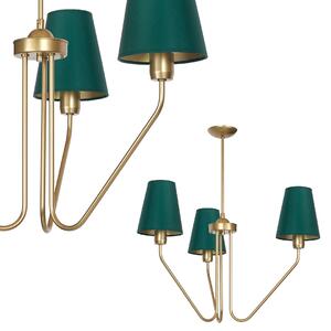 EUlight Lustr Victoria, 3x zelené textilní stínítko, g