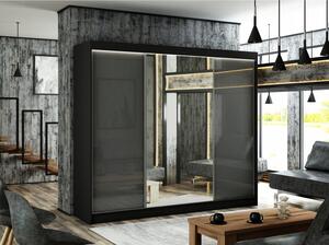Kvalitní Šatní Skříň Velis 250 cm Černý mat Černá