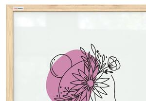 Allboards,Magnetický obraz- portrét ženy růžový č.1 60x40cm v přírodním dřevěném rámu,TM64D_00069