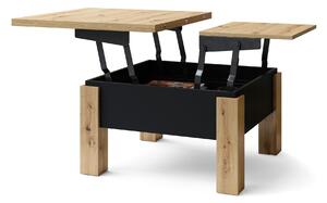 OSLO artisan dub / černá matná, skládací konferenční stolek s nastavitelnou výškou horní desky