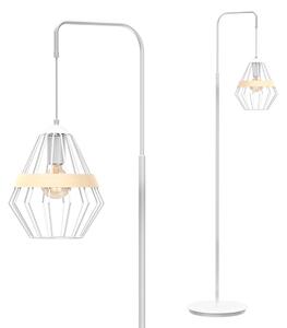 Stojací lampa Cliff, 1x dřevěné/bílé drátěné stínítko, w