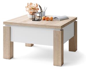 OSLO sonoma dub / matná bílá, skládací konferenční stolek s nastavitelnou výškou horní desky