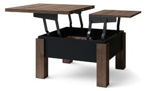 OSLO hnědý dub / matná černá, skládací konferenční stolek s nastavitelnou výškou horní desky