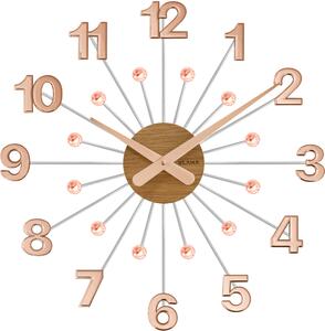VLAHA Dřevěné Rosegold hodiny s kameny DESIGN vyrobené v Čechách VCT1086 (hodiny s vůní dubového dřeva a certifikátem pravosti a datem výroby)