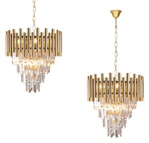 EUlight Lustr Madison, 1x křišťálové/zlaté kovové stínítko, (fi 45cm), g