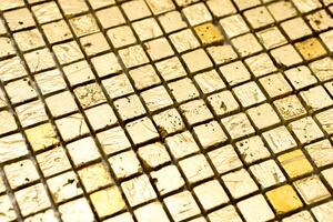 Mozaika z kamene a umělého kamene zlatá 15x15mm